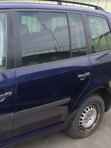 VW Touran 1T 1T3 Tür hinten links blau LB5N mit Scheibe, komplett (115283)