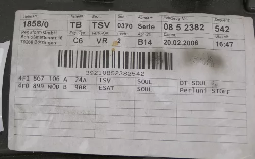 1x Audi A6 4F Türverkleidung Verkleidung Tür vorne rechts schwarz 4F1867106A 24A (123946)