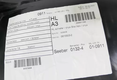 Audi A3 8L Türverkleidung Verkleidung Tür hinten links 4/5-Türer schiefer onyx (145721)