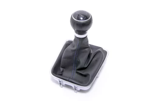 VW Golf Plus 5M Schaltknauf Schaltsack Schaltung Schaltknüppel 6-Gang Leder blau (146983)