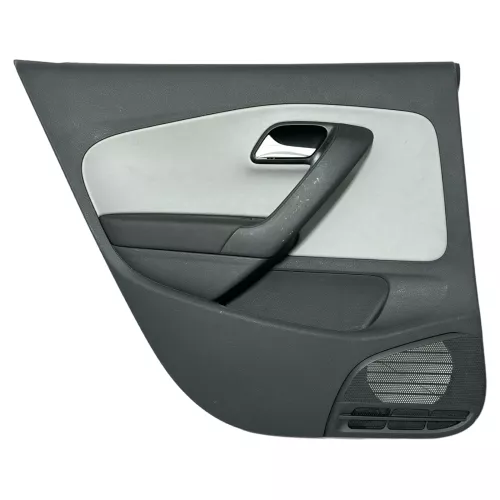 1x VW Polo 6R Türverkleidung Tür 4/5-Türer grau schwarz Kunstleder hinten links  (149180)