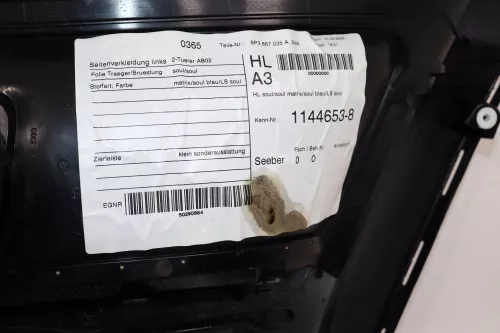 Audi A3 8P Türverkleidung Verkleidung hinten links schwarz 2/3-Türer Seite (160590)