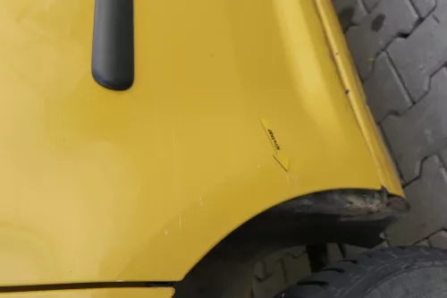 VW Caddy 3 2k Tür hinten rechts gelb Post L132 Schiebetür mit Scheibe (164537)