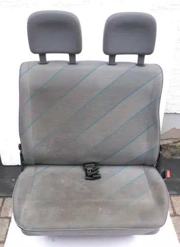 VW T4 Sitz vorne rechts 2er Doppel Beifahrersitz Doppelsitzbank grau mit Konsole (167323)