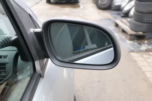VW Fox 5Z manueller Spiegel Außenspiegel + Glas rechts silber LA7W mechanisch  (167489)