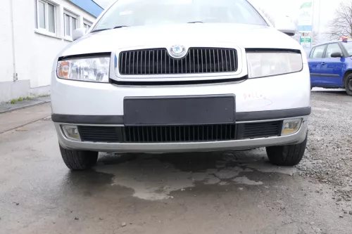 Skoda Fabia 6Y Stoßstange Stoßfänger vorne silber grau LF7T 2000-2004 - DELLE
