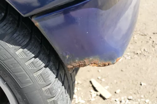VW Polo 6N Stoßstange hinten nur Oberteil  2-geteilte Heckstoßstange blau LB5N  (167855)
