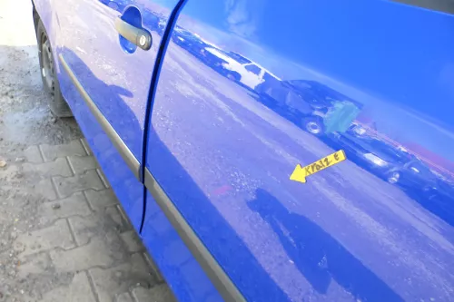 Skoda Fabia 5J Limousine Tür hinten links blau LF5K (167891)