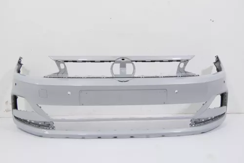 VW Polo AW 2G Stoßstange vorne Frontstoßstange Stoßfänger silber  (170637)