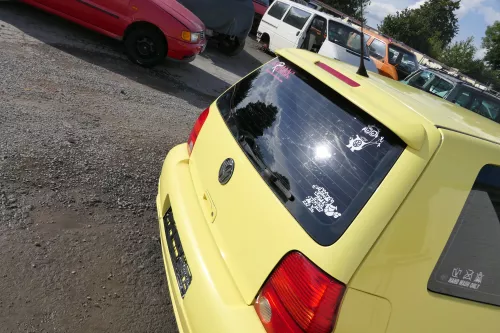 VW Lupo 6X Heckklappe Klappe Kofferraumklappe Scheibe gelb LD1B Spoiler Tuning  (171244)