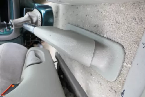 VW Sharan 7M Galaxy WGR Handbremse Feststellbremse Verkleidung Abdeckung grau (171648)
