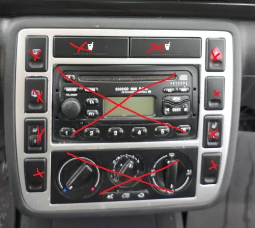 Ford Galaxy Mittelkonsole Verkleidung um Radio Navi Doppel 2 Din Galaxy -silber (175213)