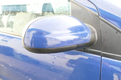VW Fox 5Z manueller Spiegel Außenspiegel + Glas rechts blau LL5M mechanisch  (176381)