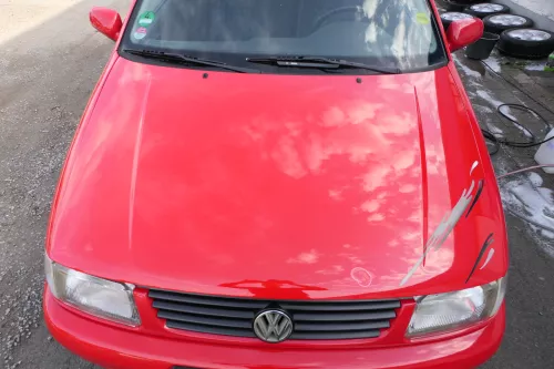 VW Polo 6N Motorhaube Frontklappe Haube vorne Klappe rot LP3G (177004)