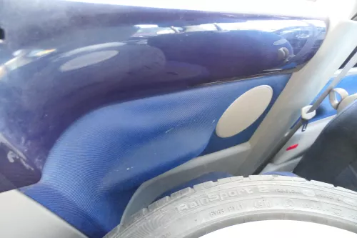 1x New Beetle 9C Seite Seitenverkleidung Verkleidung hinten links grau blau  (178031)