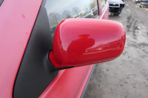 VW Polo 6N mechanisch manuell Spiegel Außenspiegel links rot LP3G (180283)