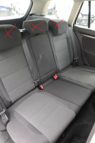 Golf 6 5K Kombi Sitze hinten Rückbank Rücksitzbank 3 Punkt Gurt Lehne OHNE-Kopfs (180608)