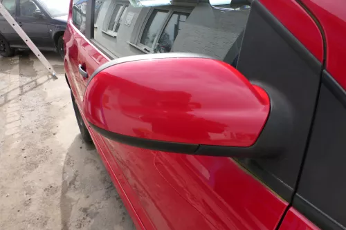 VW Fox 5Z manueller Spiegel Außenspiegel + Glas rechts rot LY3D mechanisch  (181809)