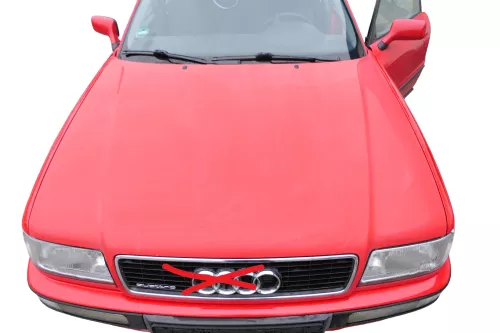 Audi 80 Motorhaube Frontklappe Haube rot LY3H - OHNE Grill (182802)