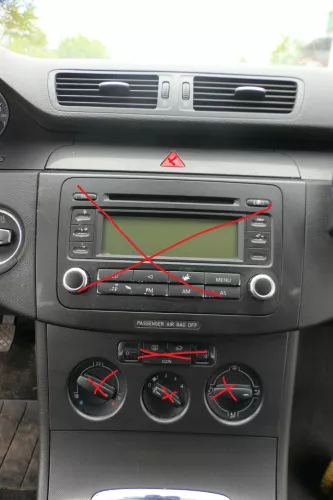 Passat 3C Mittelkonsole Verkleidung Klappe Abdeckung Dekor netzoptik schwarz mat (183109)
