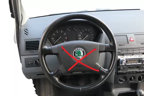 Fabia 6Y Lenkrad 4-Speichen 6Y0419091C E74 Leder Lederlenkrad -ohne Airbag (183672)