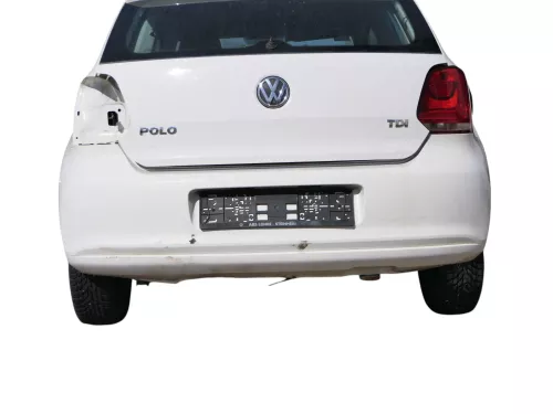 VW Polo 6R Stoßstange Heckstoßstange hinten weiß LB9A   -  MÄNGEL  BILDER !