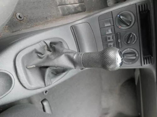 VW Lupo Polo 6N2 Schaltknauf Schaltsack Schaltung Schaltknüppel schwarz Leder (184663)