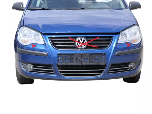 VW Polo 9N3 Stoßstange vorne Frontstoßstange Stoßfänger blau LA5K SWR
