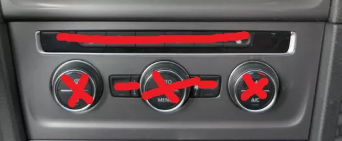 VW Golf 7 5G Rahmen Blende Abdeckung Lüftung um Klimabedienteil Heizung rhodium (185502)