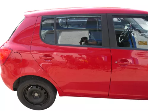 Skoda Fabia 5J Limousine Tür hinten rechts rot LF3K - ohne Anbauteile (186441)