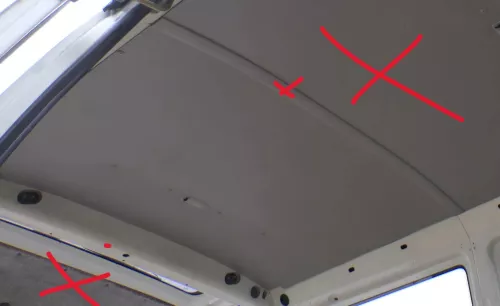 1x VW T4 Himmel Innenraum Decke Dachhimmel Dach oben hinten Kastenwagen Lampe