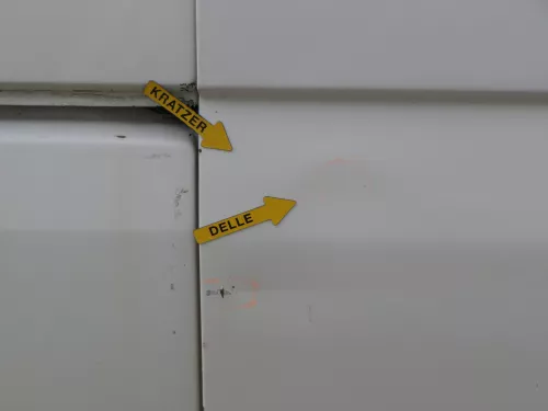 VW T5 Facelift T6 Tür rechts Schiebetür mit Scheibe weiß R902 Fenster - Delle (186916)