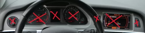 A6 4F Tacho Tachometer Abdeckung Verkleidung silber flex metallic R66 Blende