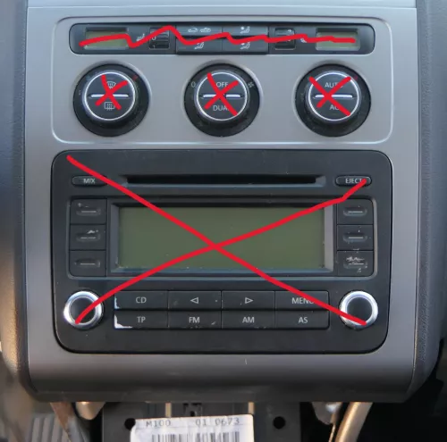 VW Touran Mittelkonsole Verkleidung um Radio Klappe Abdeckung Dekor silber