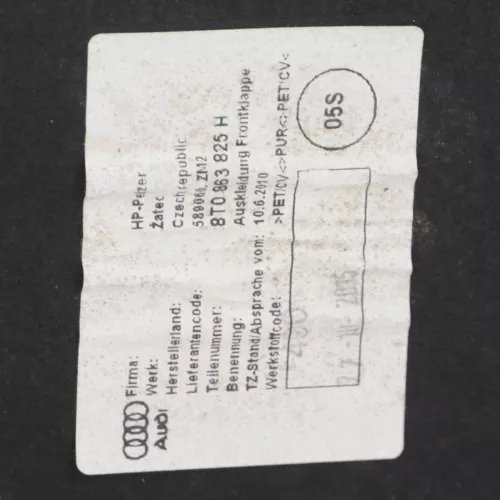 Audi A5 8T Dämpfung Motorhaube Motorhaubendämmung ORIGINAL von NEUFAHRZEUG ## (149965)