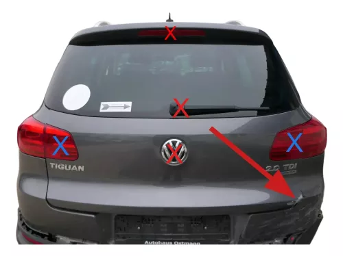 VW Tiguan Heckklappe hinten Kofferraumklappe mit Scheibe grau LD7R