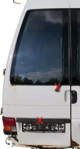 VW T4 Flügeltür Klappe hinten links weiß R902 mit Scheibe